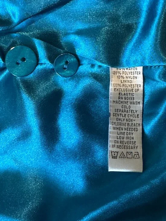 Joan Rivers Blazer Womens S Metallic Blue Rayon Blend 3/4 Sleeve Pockets - Picture 8 of 8
